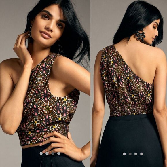 ANTHROPOLOGIE | one-shoulder linen top | medium | linen - Picture 7 of 12